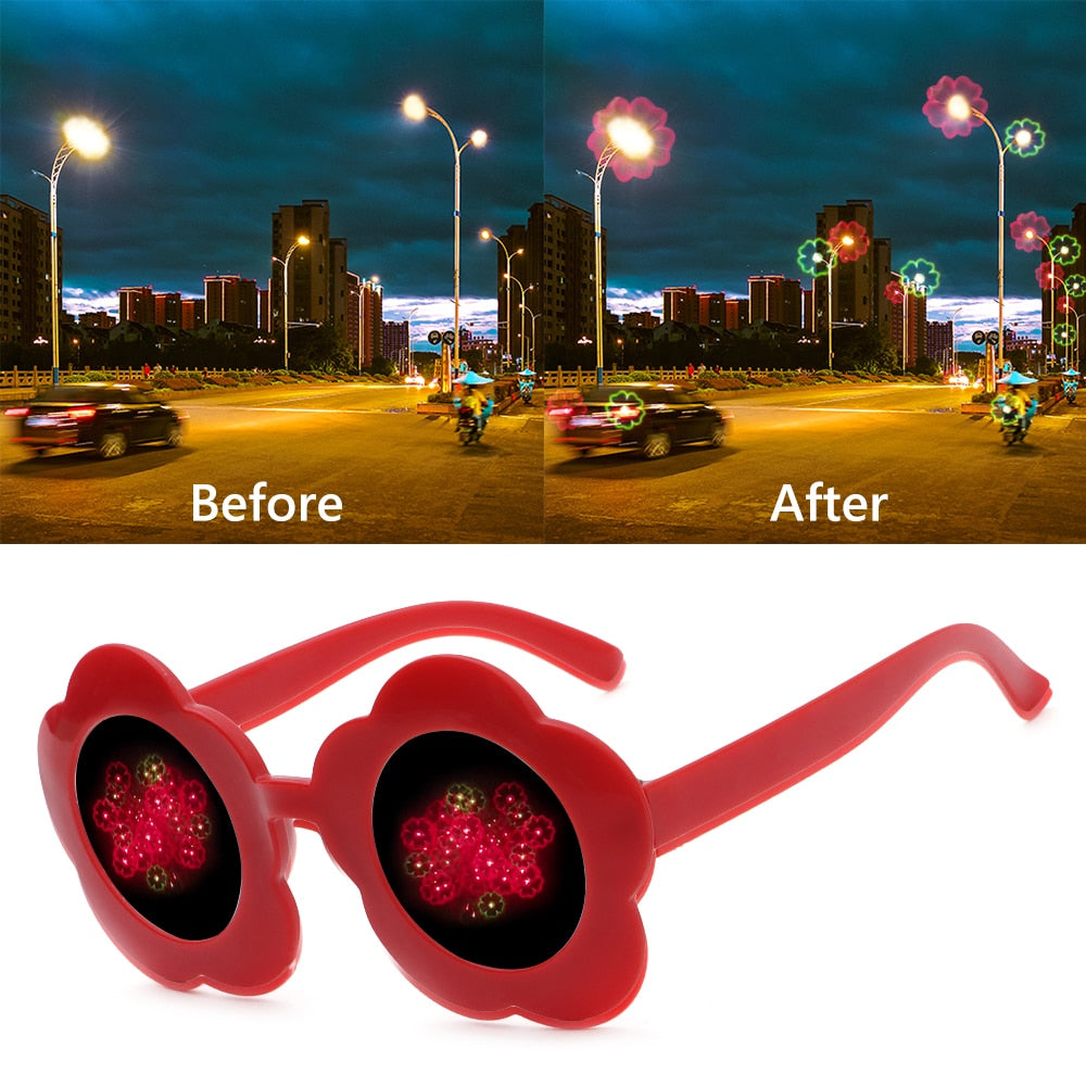 INS Heart or Flower Shaped Light Effects Glasses